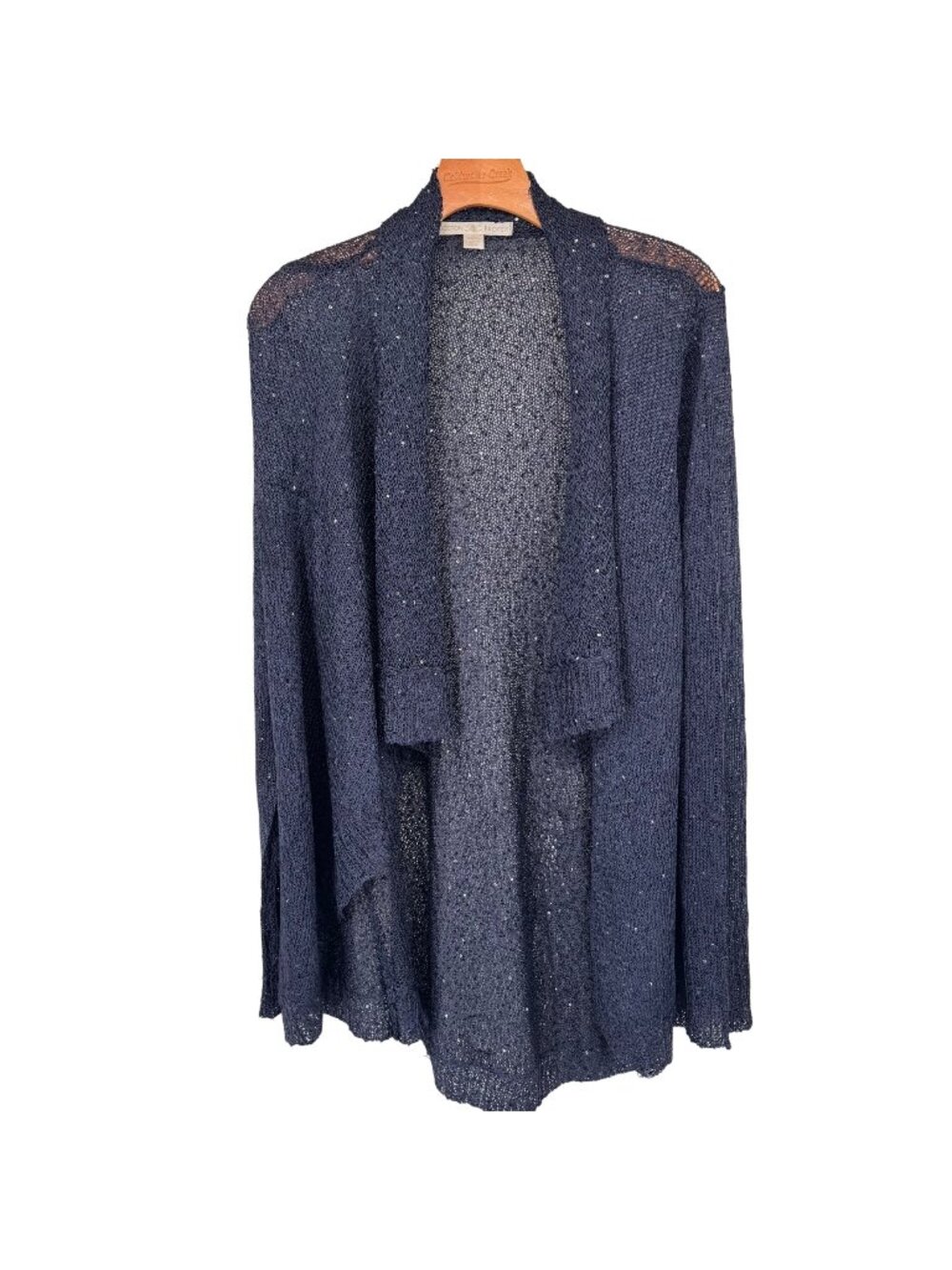 Boston Proper Navy Open-FrontSequin Knit Cardigan size XL Womens Sweater